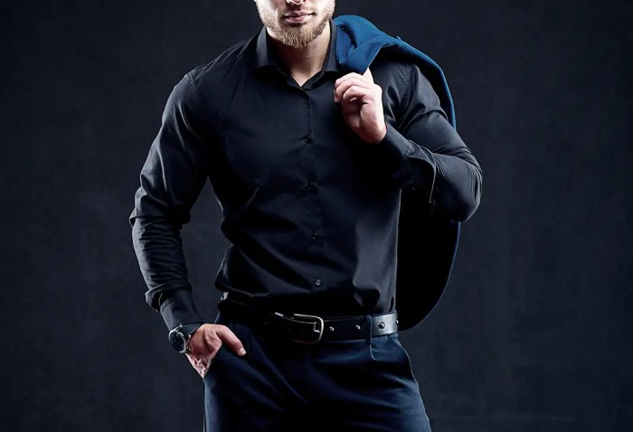 All black mens dress shirt