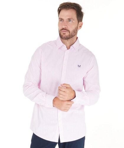 Pink striped dress shirt mens