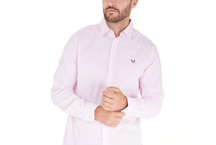 Pink striped dress shirt mens