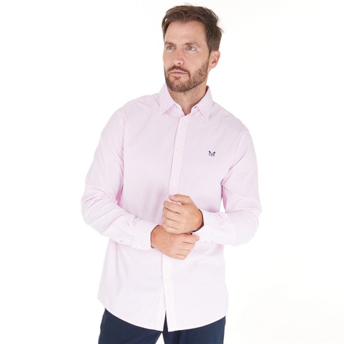 Pink striped dress shirt mens