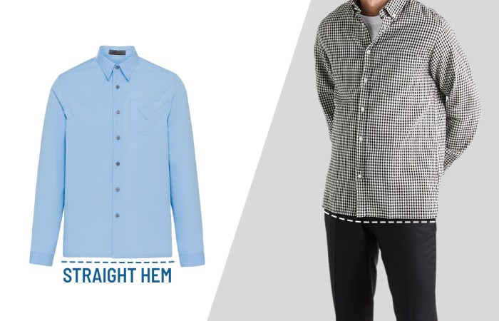 Men's straight hem dress shirts